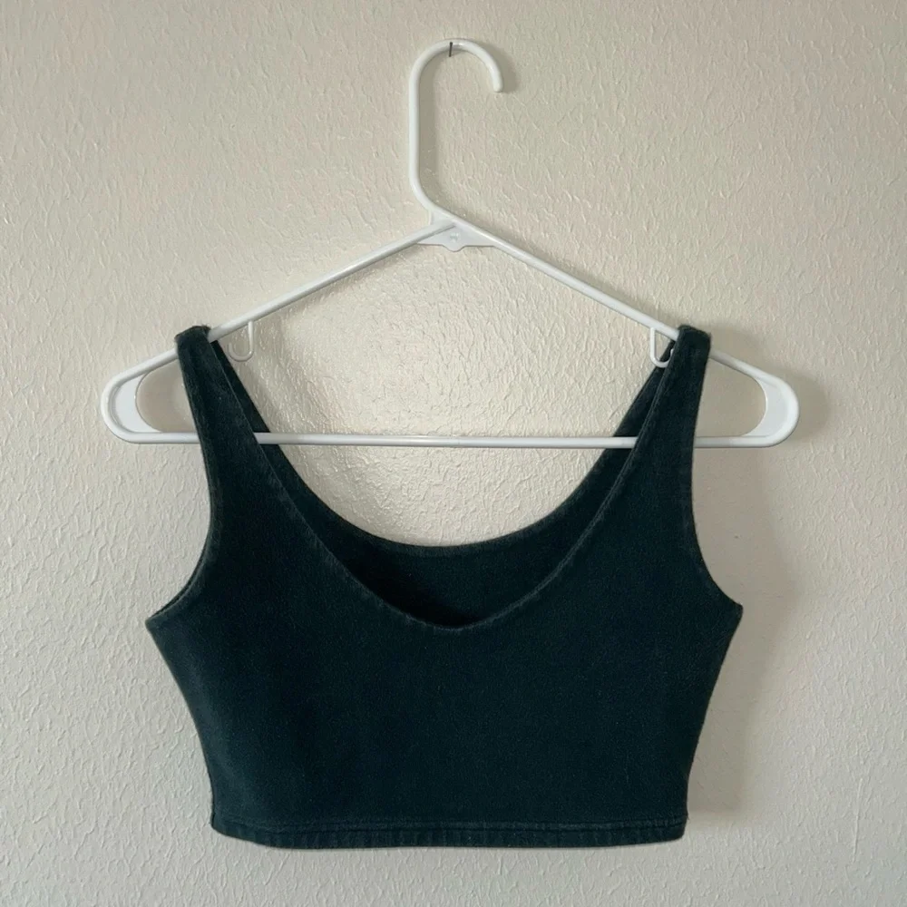 Brandy Melville Dark Green Women's Cropped Tank Top - Picture 3 of 5